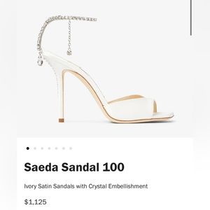 NEW Jimmy Choo Saeda Sandal 100 (Ivory/crystal). Size 38.5.